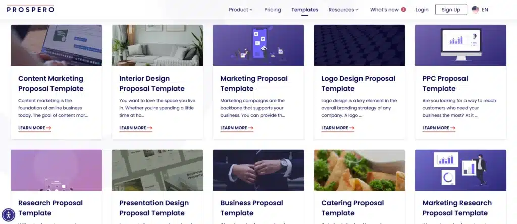 Angebotsvorlagen auf Prospero